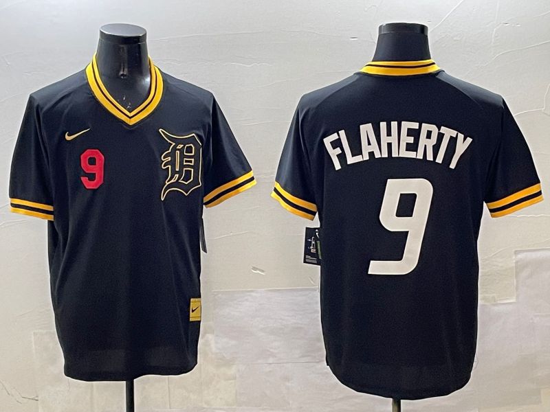 Men Detroit Tigers #9 Flaherty Black Gold Game 2025 Nike MLB Jersey style 3->detroit tigers->MLB Jersey